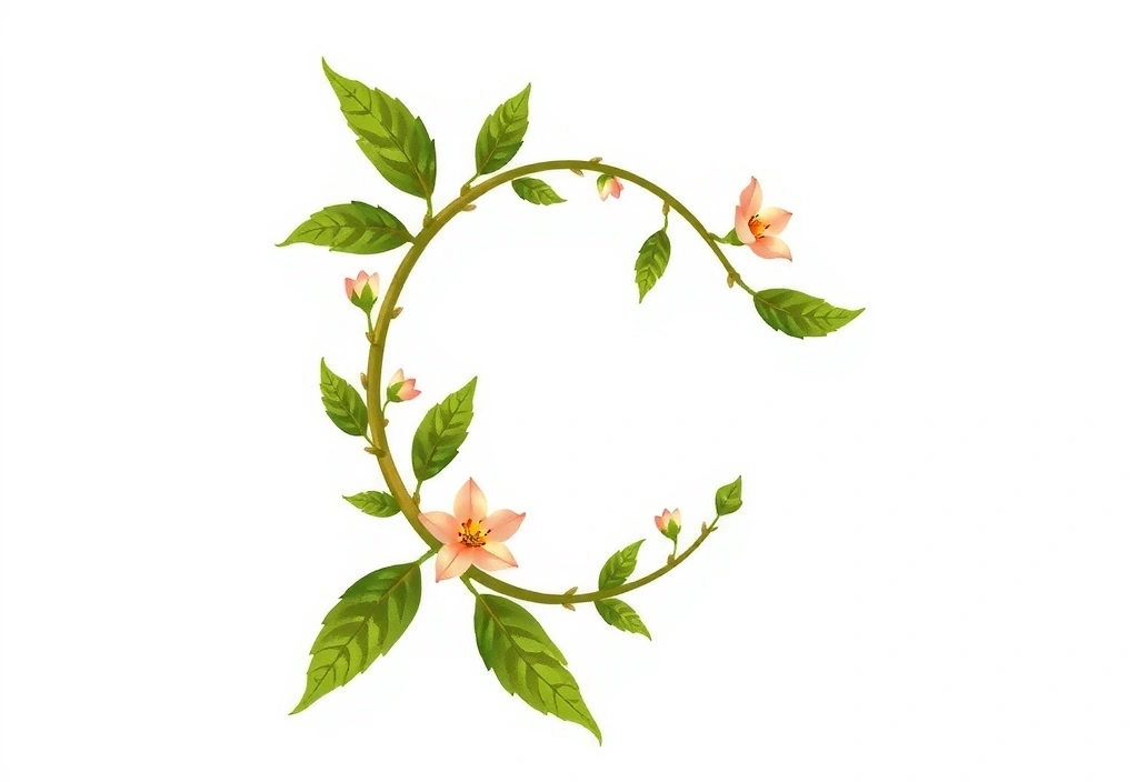 Stylized illustration of a copyright symbol with botanical elements